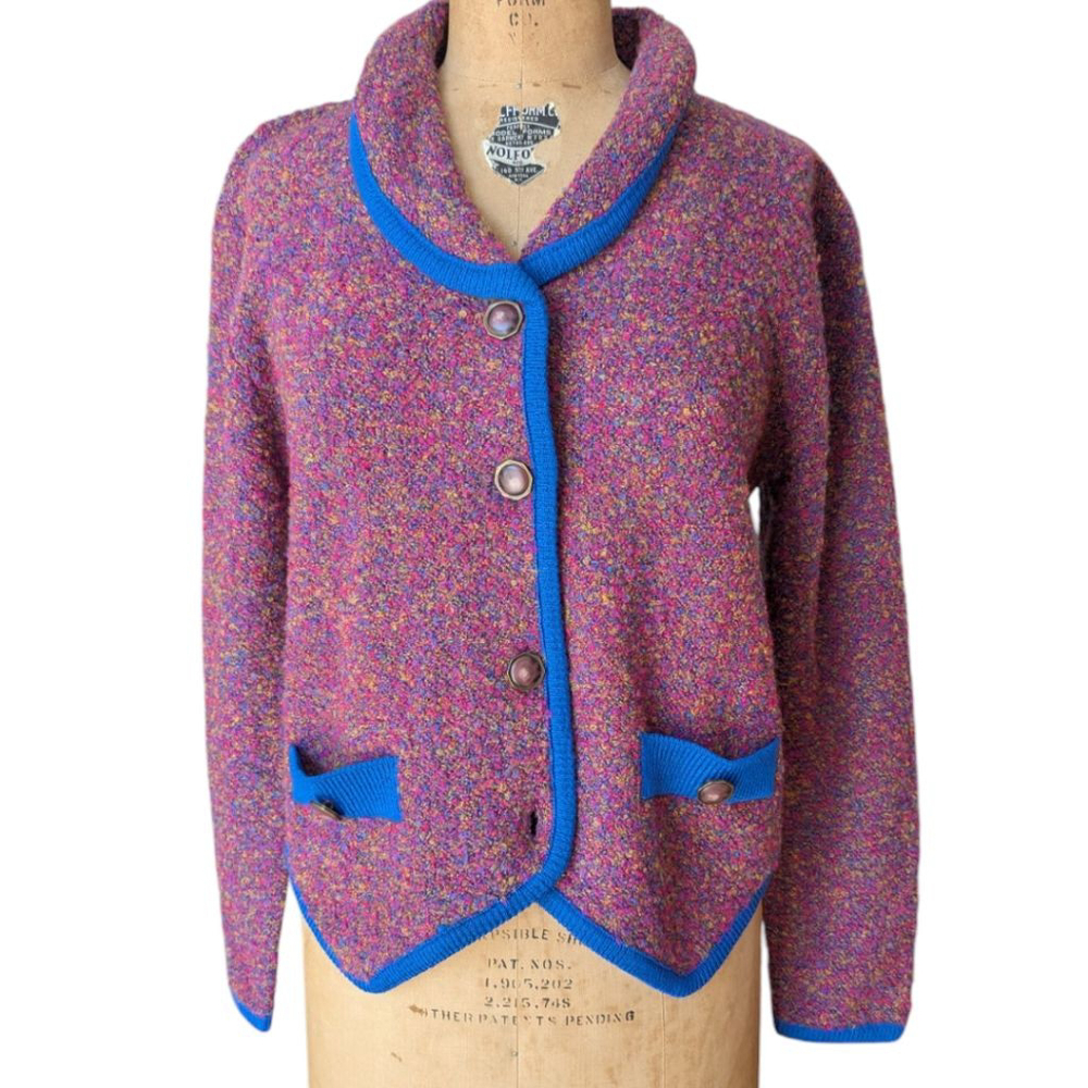Vtg Laura by Alyzia Cardigan Sweater Made in the USA Granny Core Academia Preppy